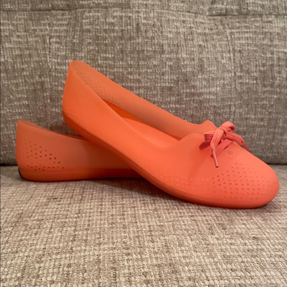 NEW Keds Teacup Jelly Slip-On Vibrant Orange Waterproof Flats w/ Cute Ties, 9